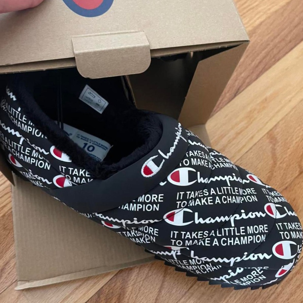 Champion Varsity Reflective Black/White Slippers